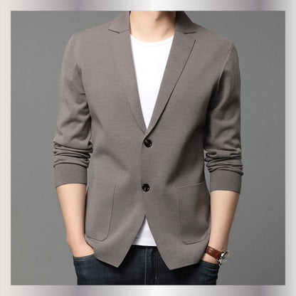 Herren Strickblazer Elegantes Design Knöpfe Taschen - BerlinGlamour