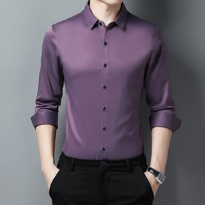 Herren Hemd Langarm aus Seide Satin Elegant