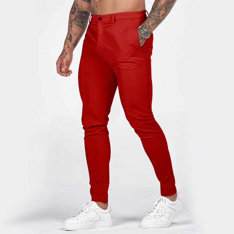 Herren Slim-Fit Chino Hose Elastisch Mit Taschen