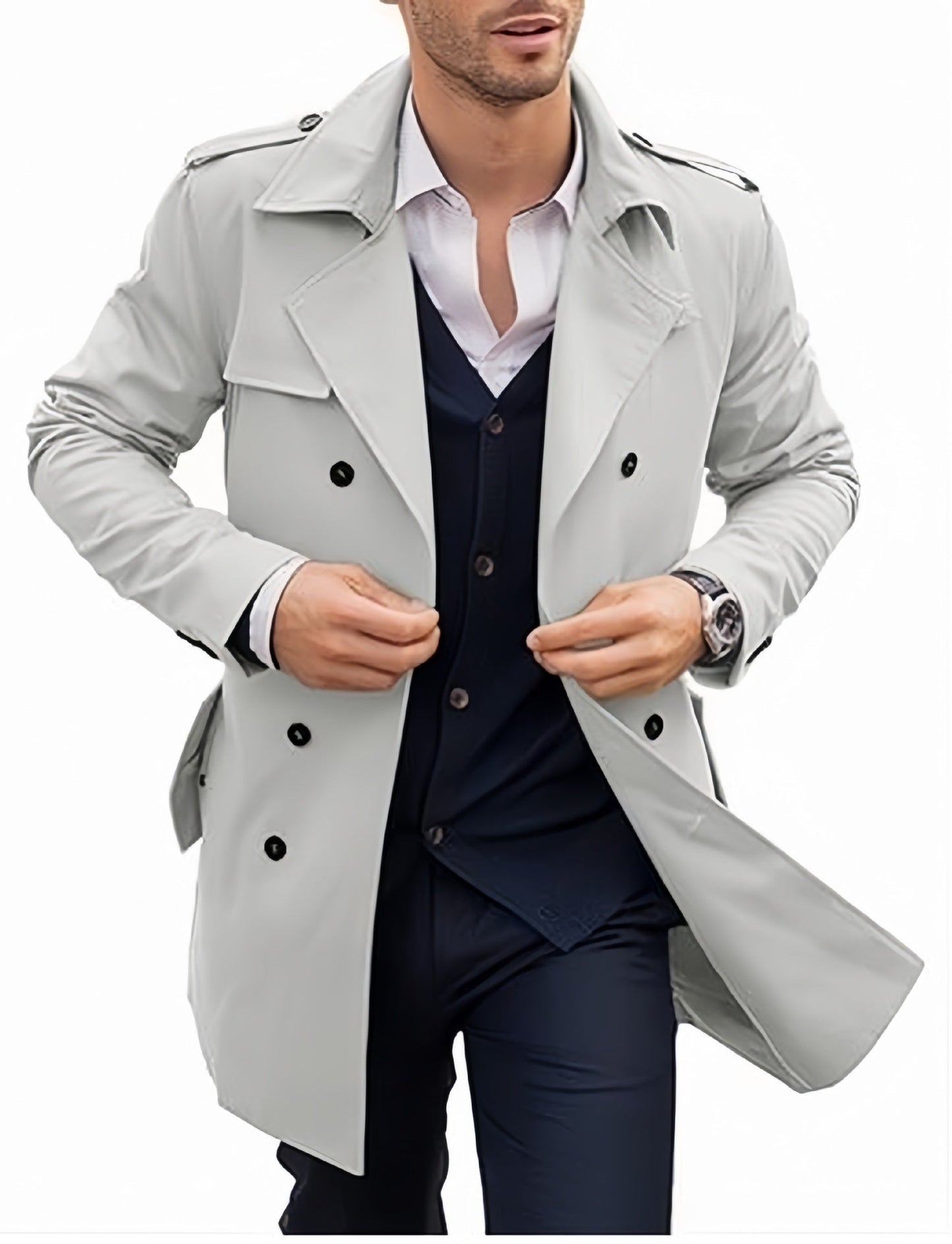 Herren Trenchcoat Modern Elegant Doppelreihig