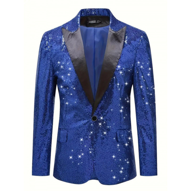 Herren Smokingjacke Glitzer Pailletten Elegant Schwarz