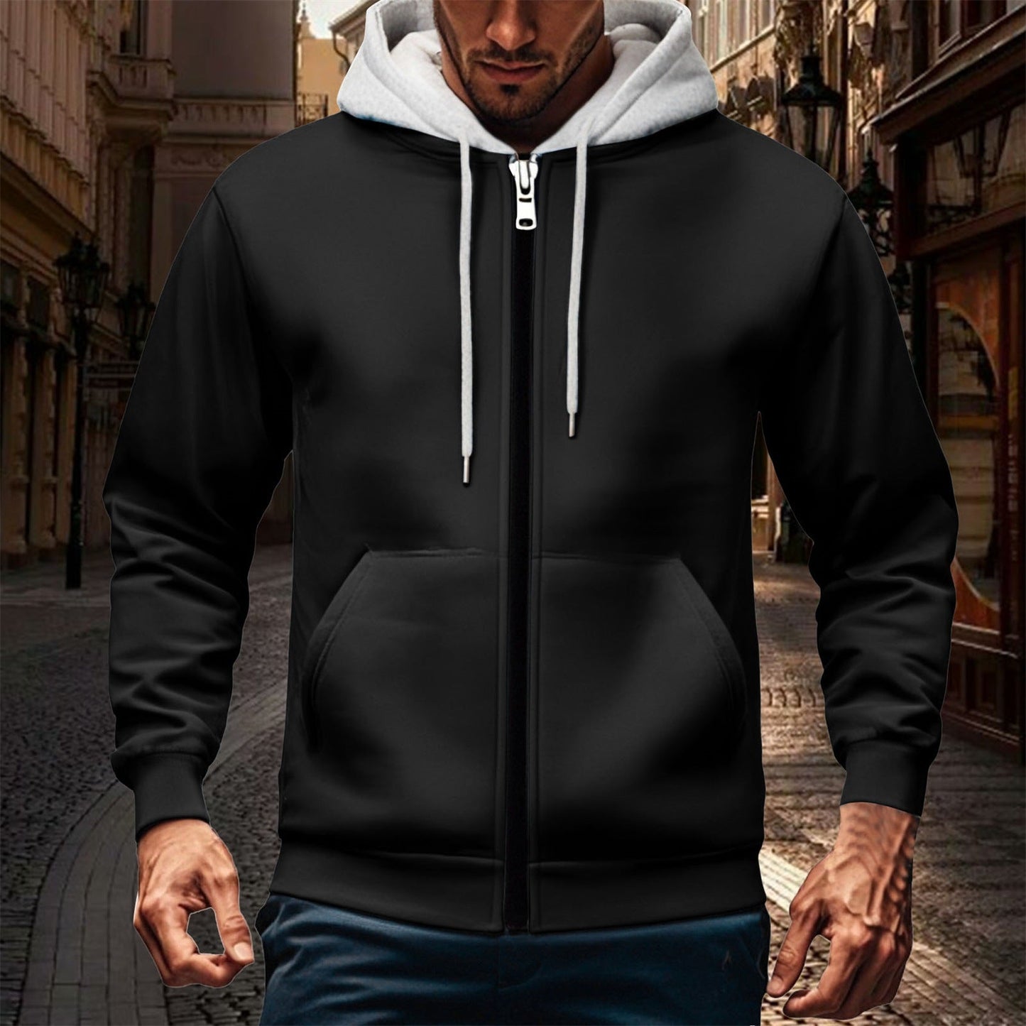 Herren Kapuzenjacke Doppellagig Warm Wasserabweisend