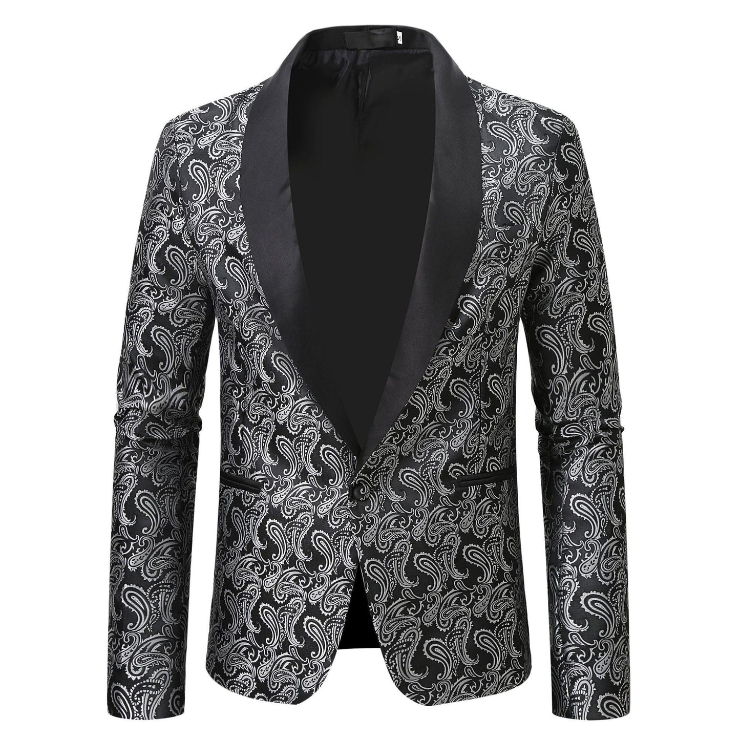 Herren Smokingjacke Paisley Muster Elegant Schwarz