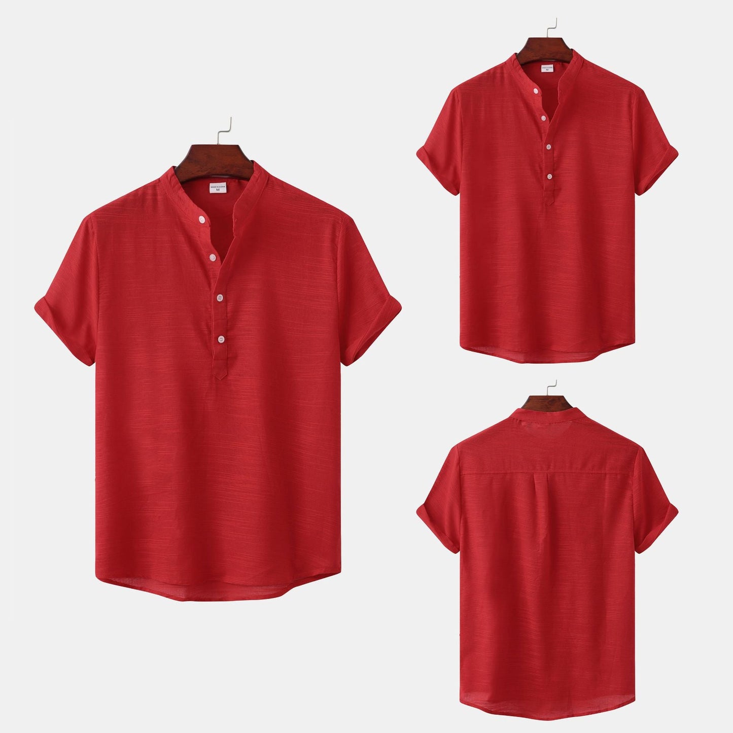 Herren Kurzarmhemd Slim Fit Knopfverschluss Modern