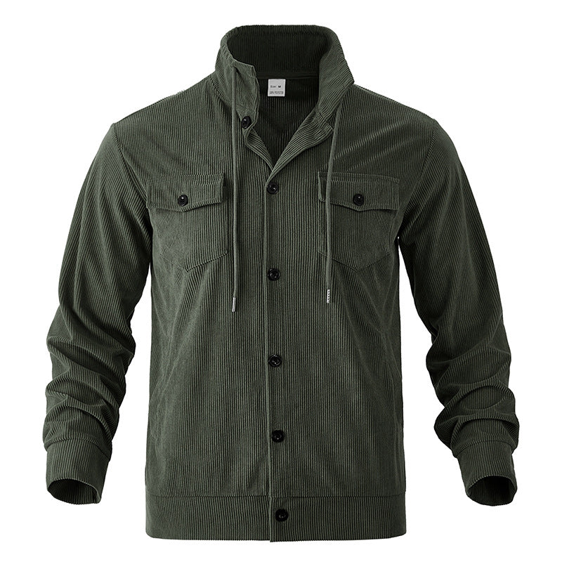 Herren Cordjacke Praktisch Mit Brusttaschen Grün