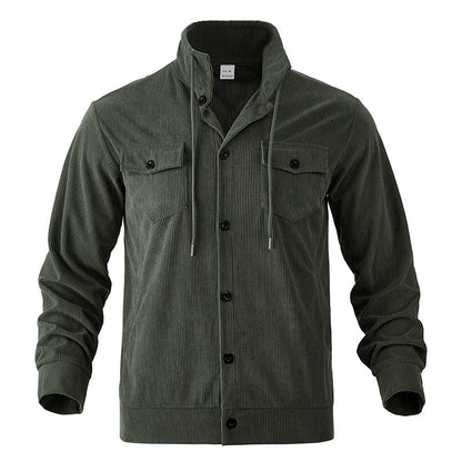 Herren Cordjacke Praktisch Mit Brusttaschen Grün