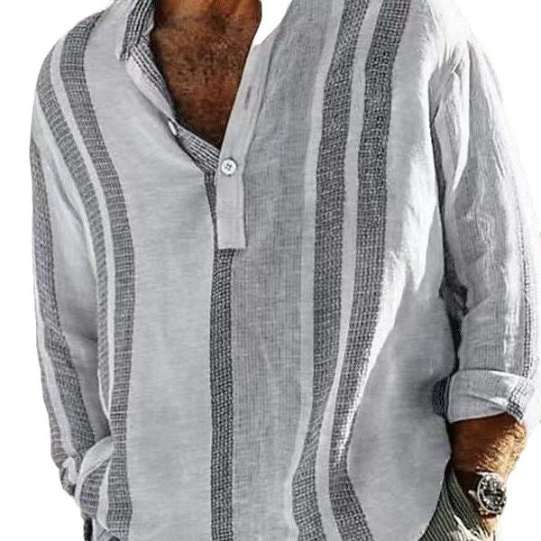 Herren Langarmshirt Modern Strukturiert Locker