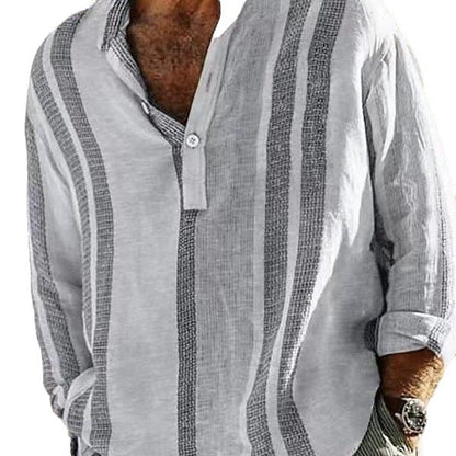 Herren Langarmshirt Modern Strukturiert Locker