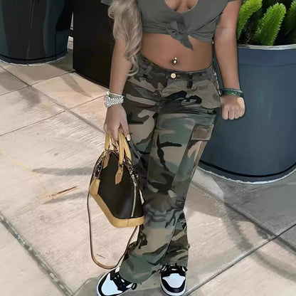 Cargohose Damen Camouflage Robust Mit Taschen