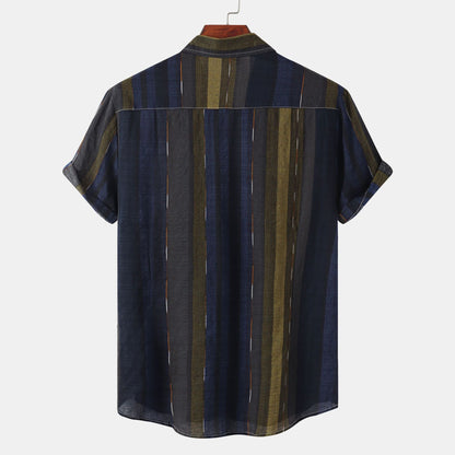 Herren Kurzarmhemd Modern Streifen Hemd Sommer