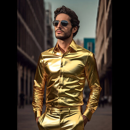 Herren Hemd Langarm Glänzend Elegant Berlin Style - BerlinGlamour