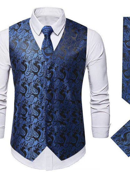 Herren Anzugset Weste SlimFit mit Krawatte und Einstecktuch Modern