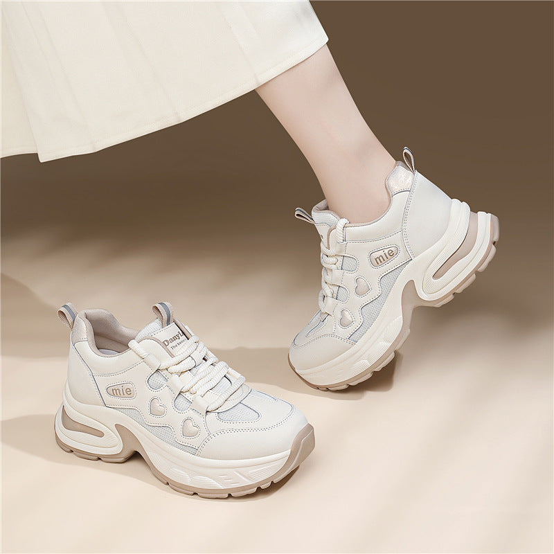 Damen Sneaker Sportlich Chunky mit Herz-Details