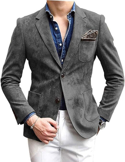 Herren Blazer Samt Elegant Modern Schnitt Schwarz