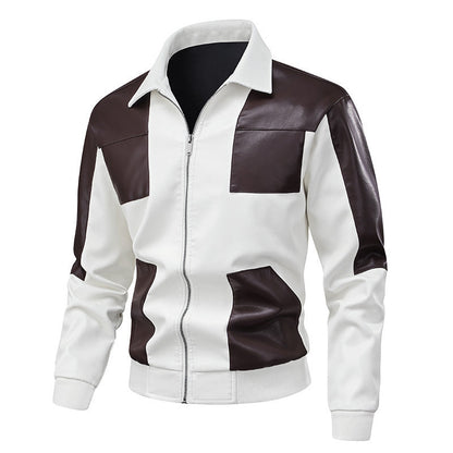 Herren Lederjacke Modern Kontrastakzente Schwarz