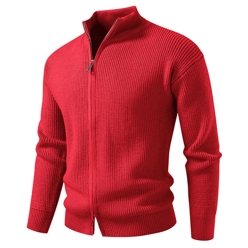 Herren Strickjacke Hochkragen Reißverschluss Modern