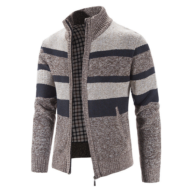 Herren Strickjacke Modern Stehkragen Reißverschluss