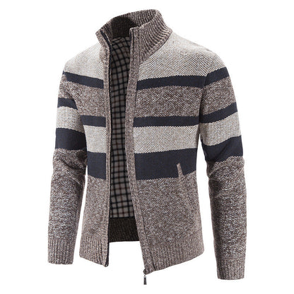 Herren Strickjacke Modern Stehkragen Reißverschluss