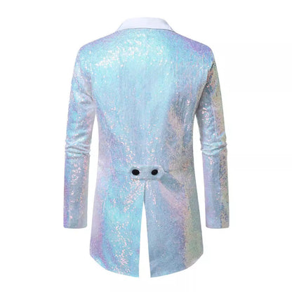 Herren Paillettenblazer Glitzernd Modern Schwarz
