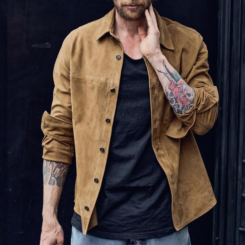 Herren Lederjacke Modern Schnitt Suede Style - BerlinGlamour