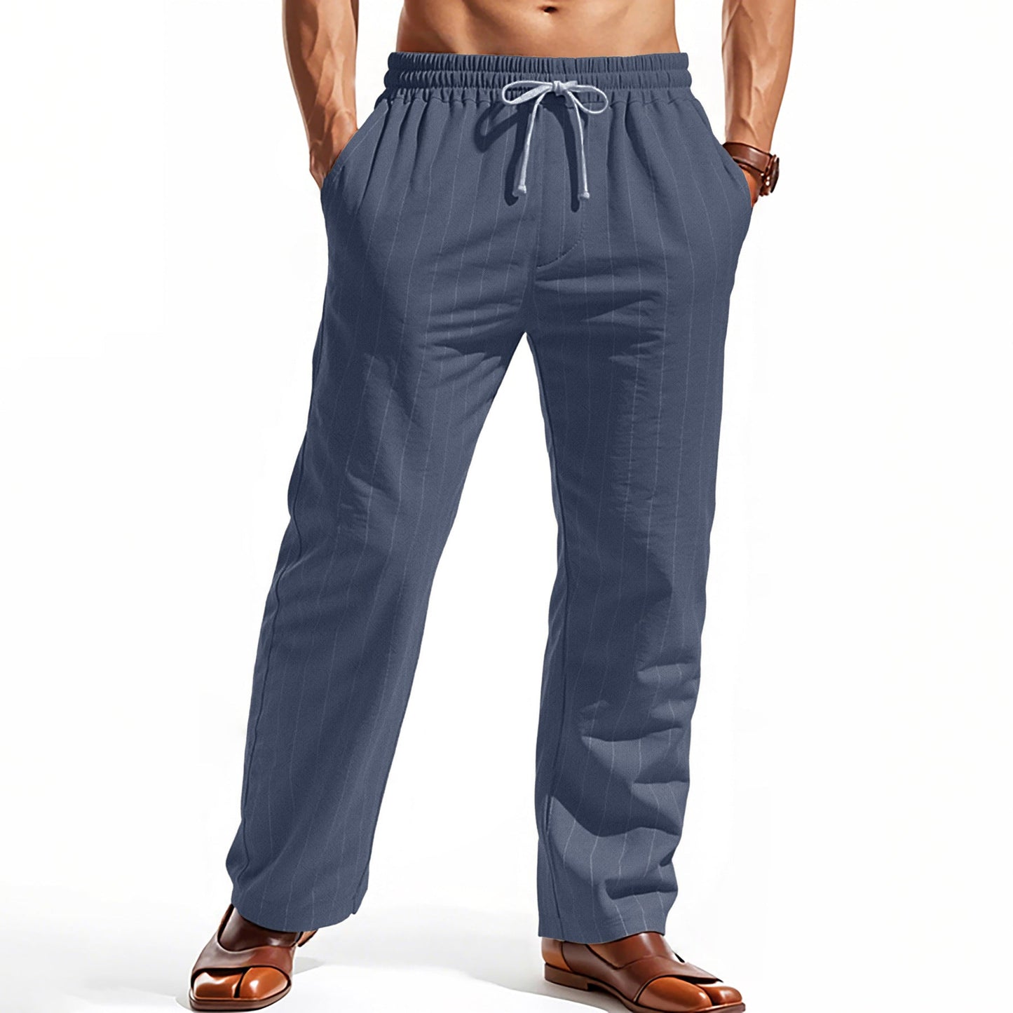 Herren Freizeithose Bequem Gestreift Modern