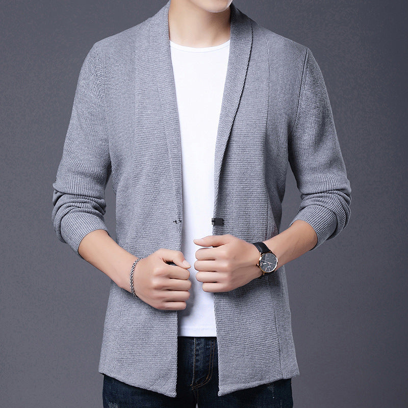Herren Strickjacke Langarm Modern Schalkragen Asymmetrisch