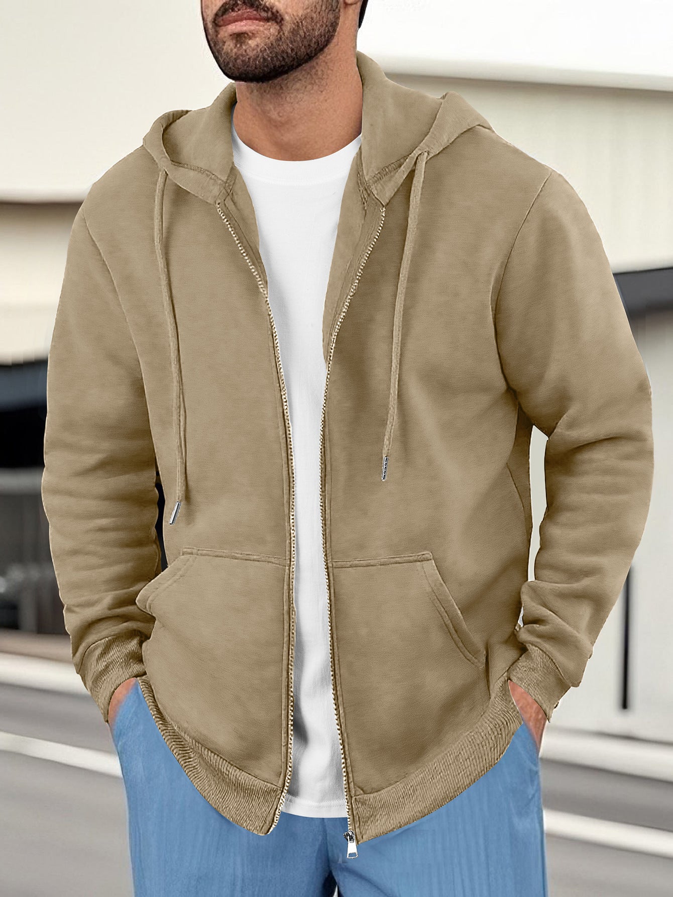 Herren Kapuzenjacke Lässig Atmungsaktiv Mit Taschen