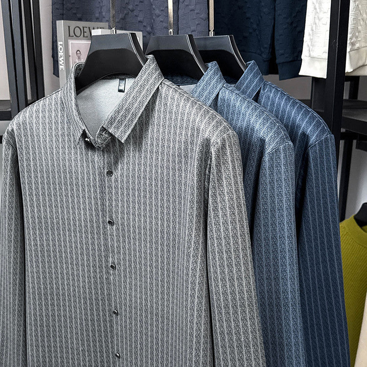 Herren Langarmhemd mit feinem Streifenmuster Elegant Modern - BerlinGlamour