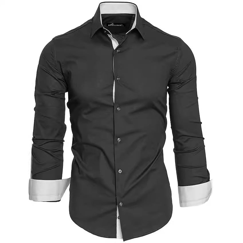 Herren Langarmhemd Elegant Kontrast Akzente Modern