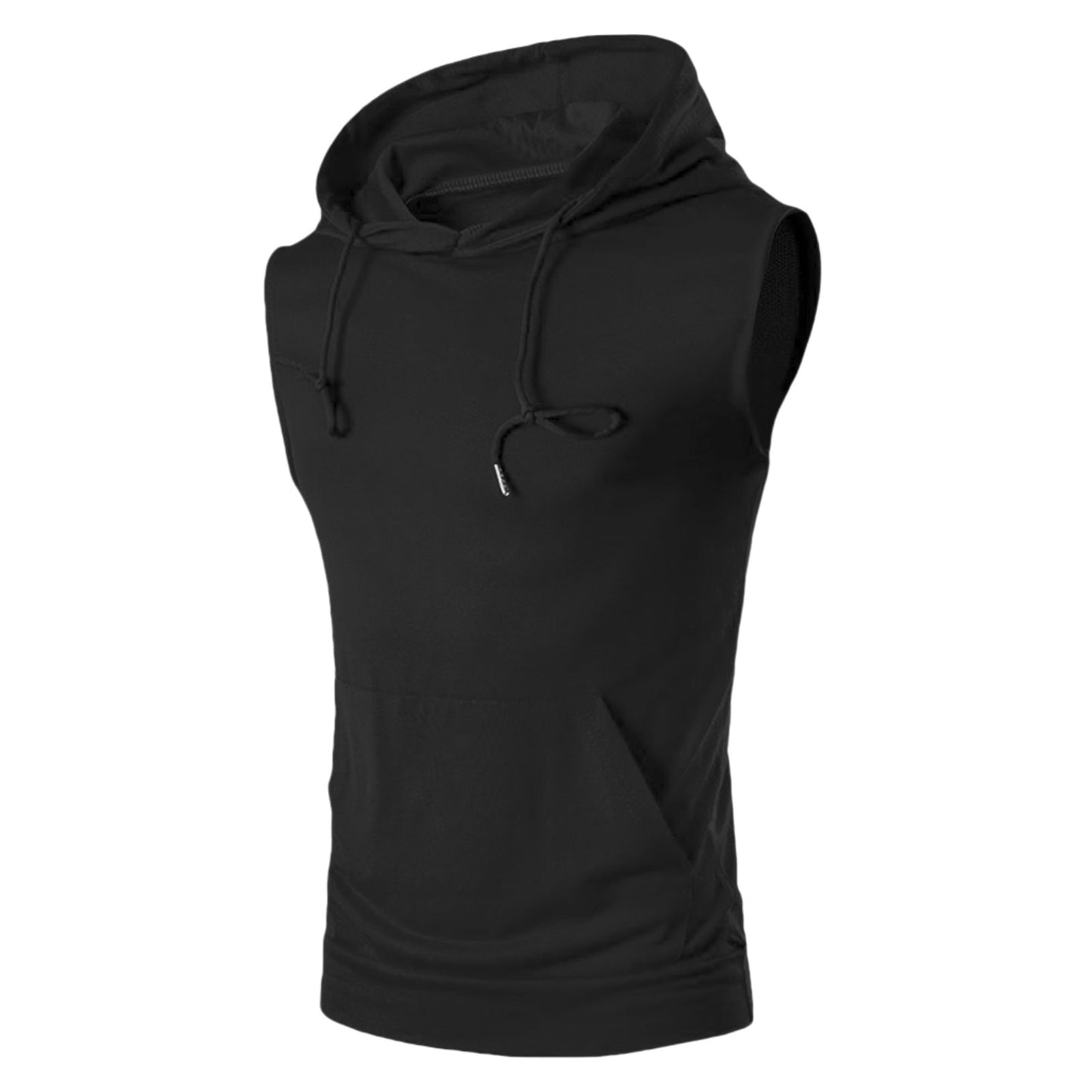 Herren Kapuzenshirt Ärmellos atmungsaktiv mit Kängurutasche