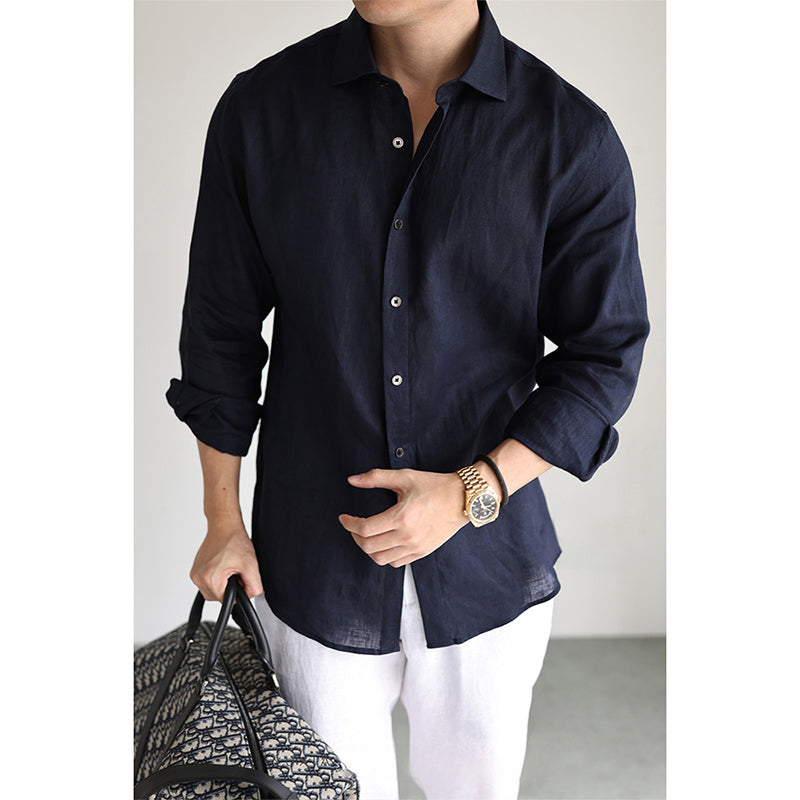 Herren Langarmhemd Modern Asymmetrisch Farbblock Design