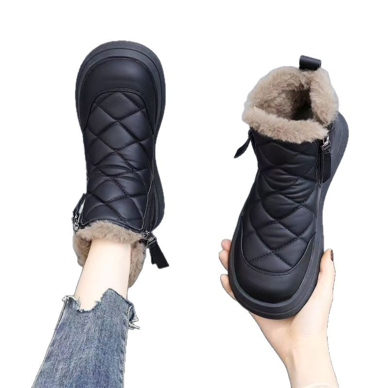 Damen Winterstiefel Kuschelig Warm mit Fellkragen