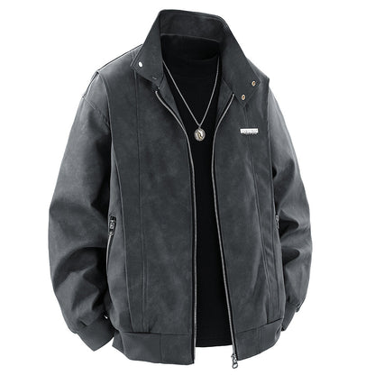 Herren Lederjacke Stehkragen Modern Berlin Style