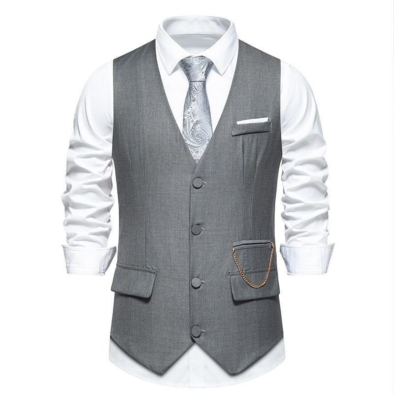 Herren Anzugweste Elegante Slim Fit Mit Taschen