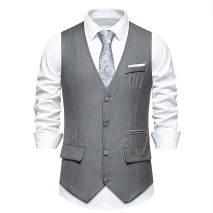 Herren Anzugweste Elegante Slim Fit Mit Taschen
