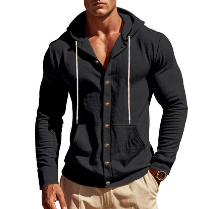 Herren Kapuzenshirt Lässig Modern mit Knöpfen Hochwertig