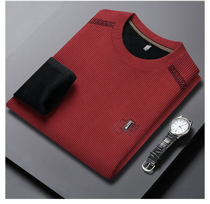 Herren Pullover Modern Rundhals mit Kontrastkragen
