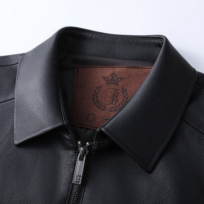 Herren Lederjacke Elegant Slim Fit Stehkragen