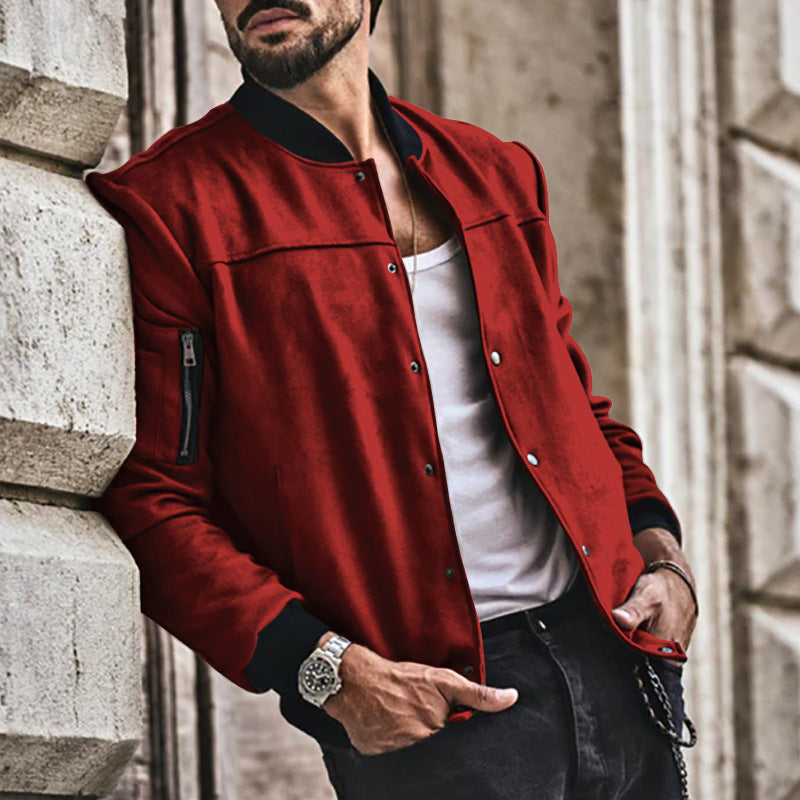 Herren Sportjacke College Style Reißverschlusstaschen Modern
