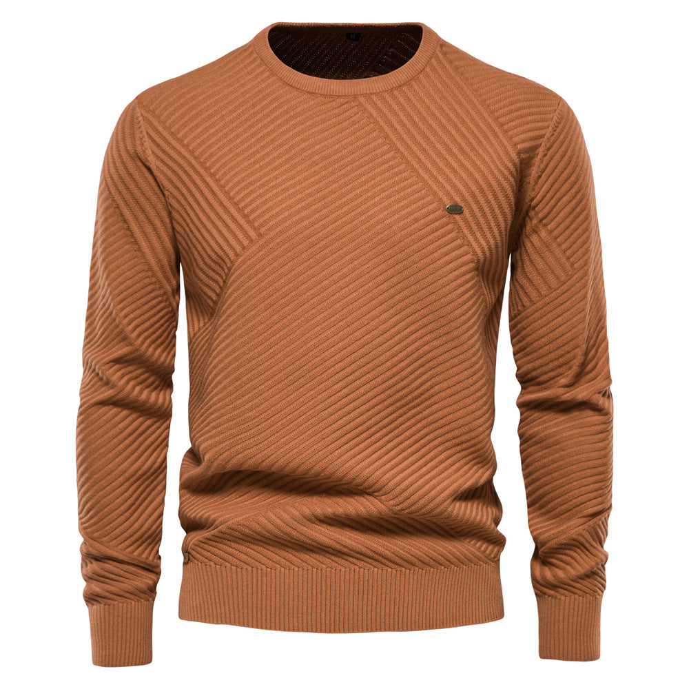 Herren Strickpullover Modern Diagonal Muster Grau