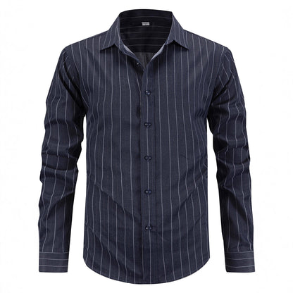 Herren Langarmhemd Feinestreifen Modern Elegant