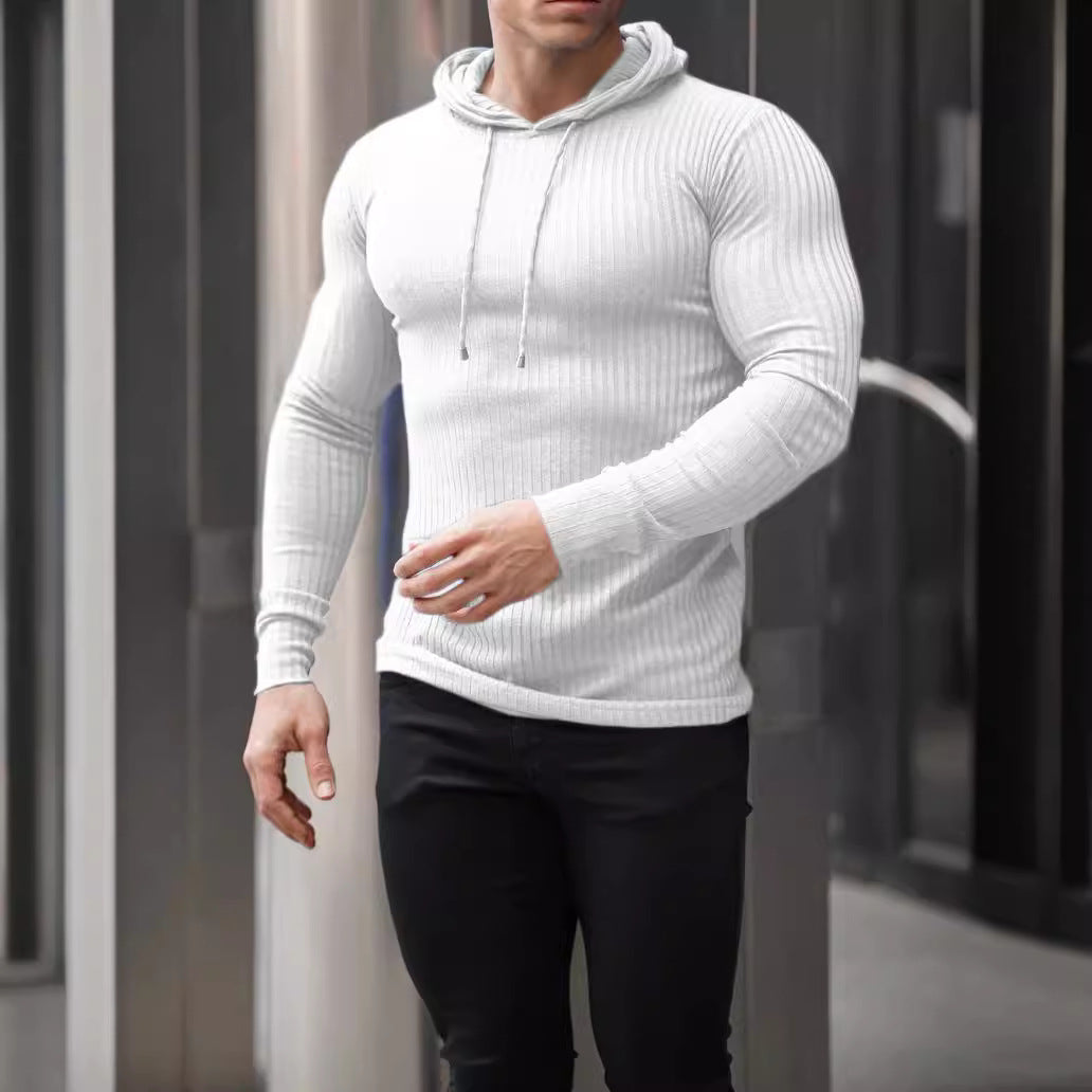 Herren Langarm Hoodie Sportlich Strukturiert Baumwolle - BerlinGlamour
