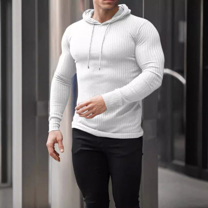 Herren Langarm Hoodie Sportlich Strukturiert Baumwolle - BerlinGlamour
