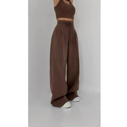Damen Hose Hochbund Weite Bequem Elegant
