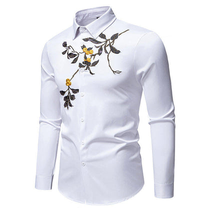 Elegantes Langarmhemd Herren Bestickt Modern Berlin