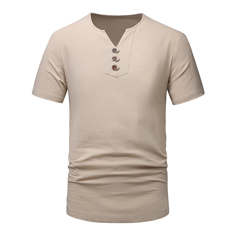 Herren T-Shirt Kurzarm Modern Knopfdesign Elegant