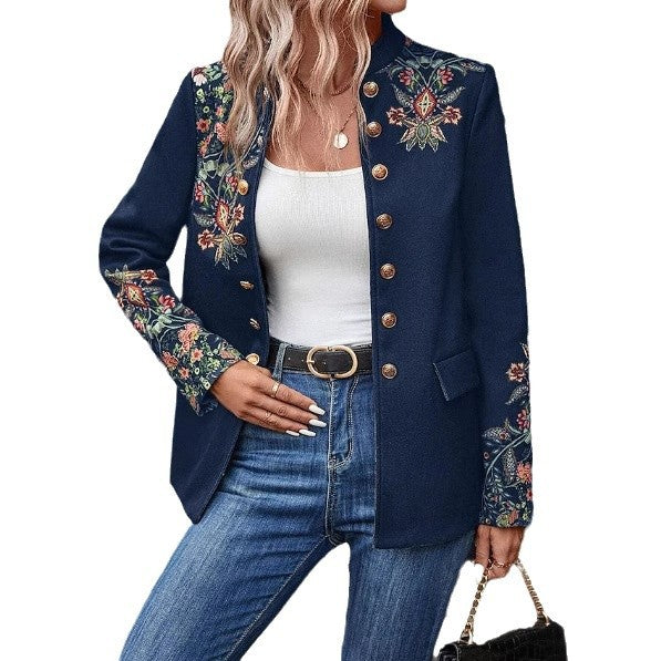 Elegante Damenblazer Jacke mit Stickereien Modern