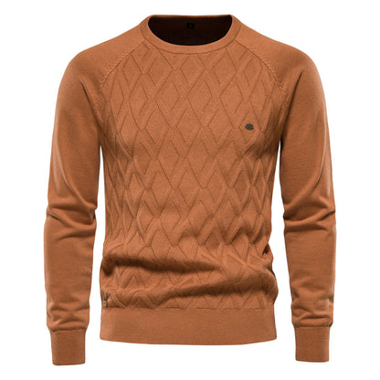 Herren Strickpullover Rautenmuster Modern Rundhals