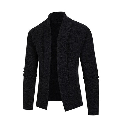 Herren Strickjacke Modern Schalkragen Feinripp