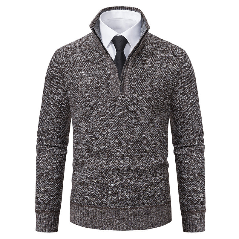 Herren Strickpullover Eleganter V-Ausschnitt Mit Reißverschluss